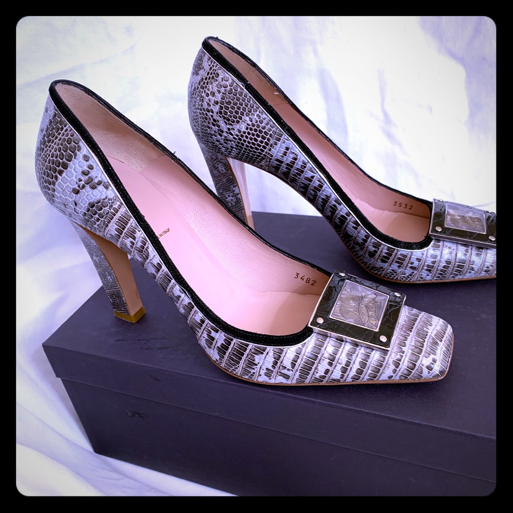 Prada Light Blue/Lilac/Gray Lizard Heels Sz 10/40